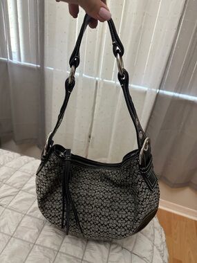 Coach Black & Gray Signature Shoulder Bag